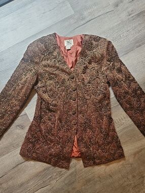 Vintage Carmen Marc Valvo Beaded Bronze Jacket (Flawed But Fabulous!)